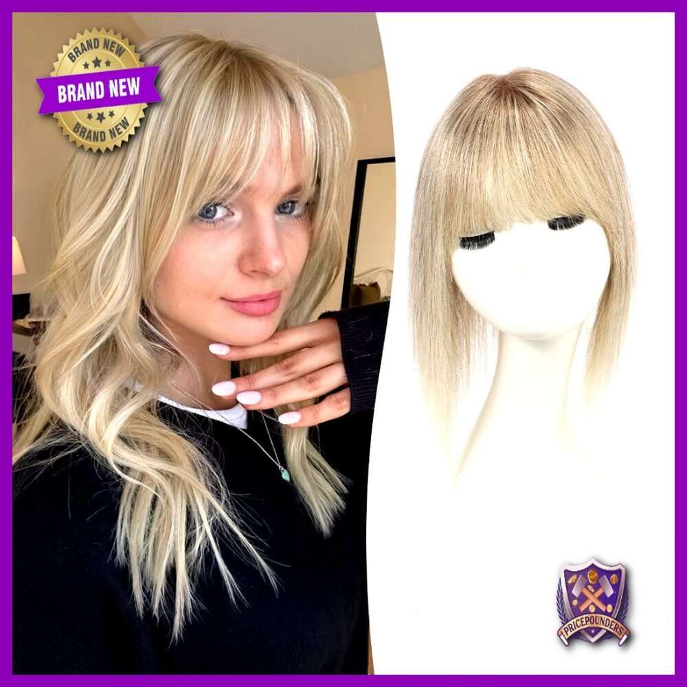Human Hair Topper 12 Inches with Simulation Scalp Base Non-Slip Clips